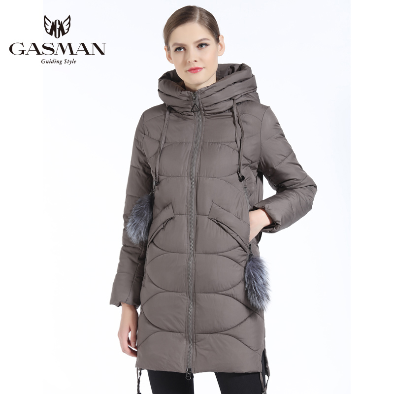 

GASMAN 2019 Women Down Jacket Winter Medium Length Female Thick Hooded Down Parka Brand Coat Windproof Overcoat With Natural Fur, 439 lake blue
