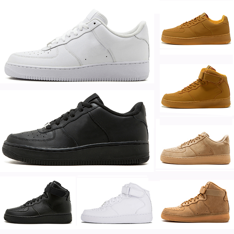 

Classic Black White One 1 Dunk Men Women Casual Shoes Sports Skateboard Ones Running High Low Cut Wheat Brown Trainers Sneakers 36-45, Balck high
