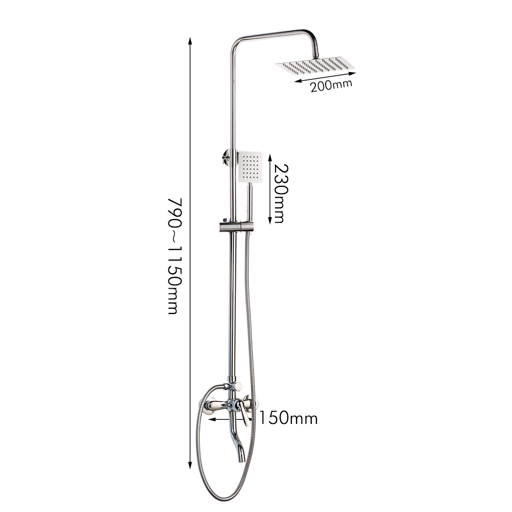 2019 Chrome Polished 8 Inch Rainfall Wall Mounted Shower Head