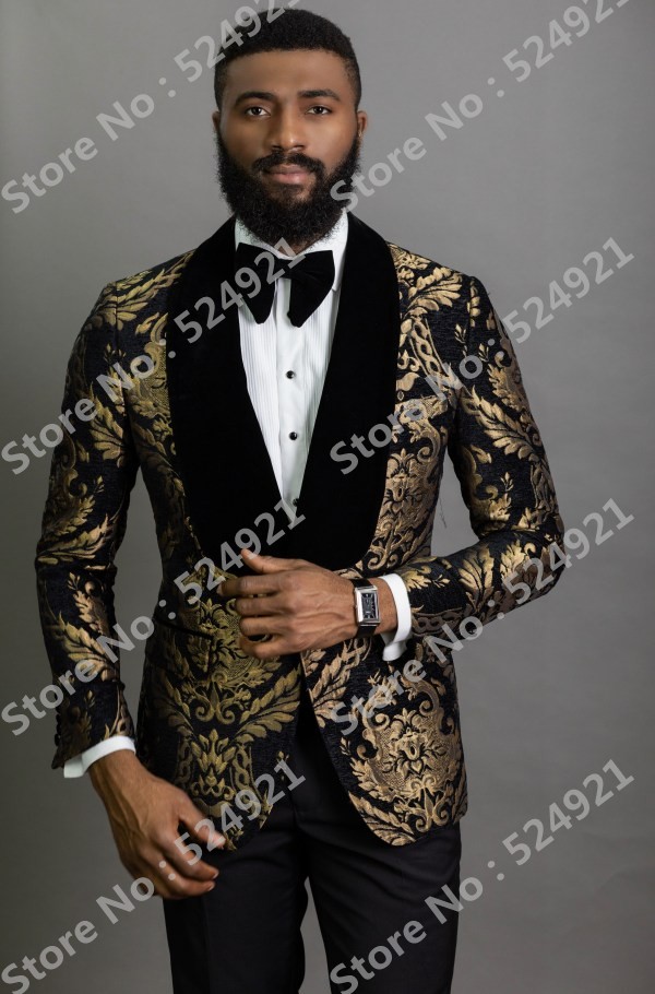 

Groom Tuxedos Groomsmen Shawl Lapel Custom Made One Button Men Suits Wedding/Prom/Dinner Best Man Blazer ( Jacket+Pants+Tie )M1509, Same as image
