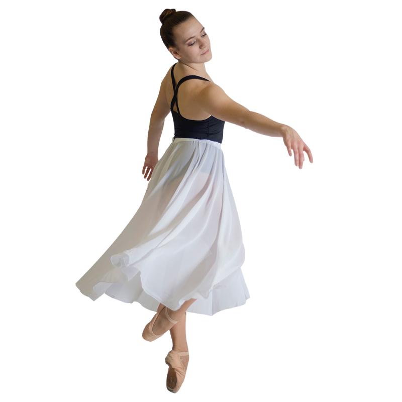 

HDW DANCE White Chiffon Long Skirts for Dancing Ladies Girls Dance Skirts More than 10 Colors Both Children Adult Size Available, Black