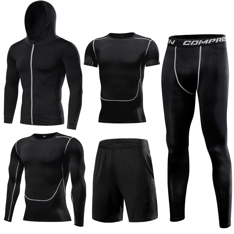 

Mens Sportswear 5 Pcs/Set Male Tracksuit Compression Sports Wear For Men Gym Fitness Clothes Running Jogging Workout Sport Suits, Color 02