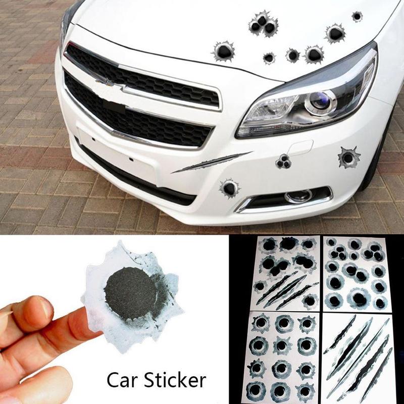 

Halloween Car Stickers Simulation Bullet Hole Cracks Scratches Motorcycle Stickers Waterproof Automobile Decoration, Customize