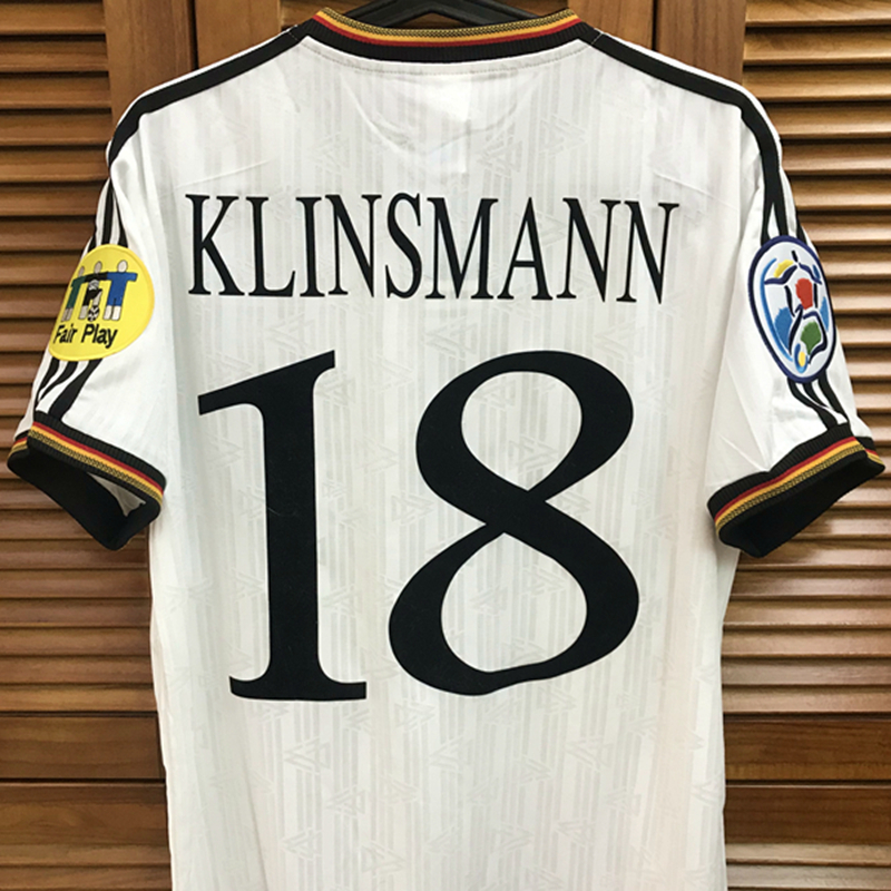 

GER 96/98 eurocup vintage classic Home Shirt Jersey Short Sleeves Klinsmann Muller Custom Name Number Patches Sponsor, 18 klinsmann
