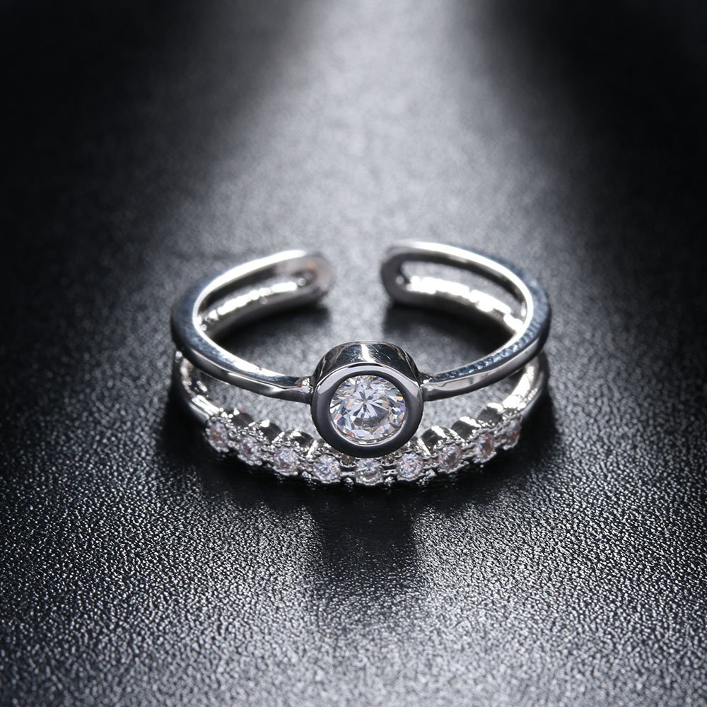 

1Pc New Joint Knuckle Ring Women Toe Ring Silver Plated Austrian Crystal Zircon Adjustable Finger Rings Jewelry Fashion Gift, Slivery;golden