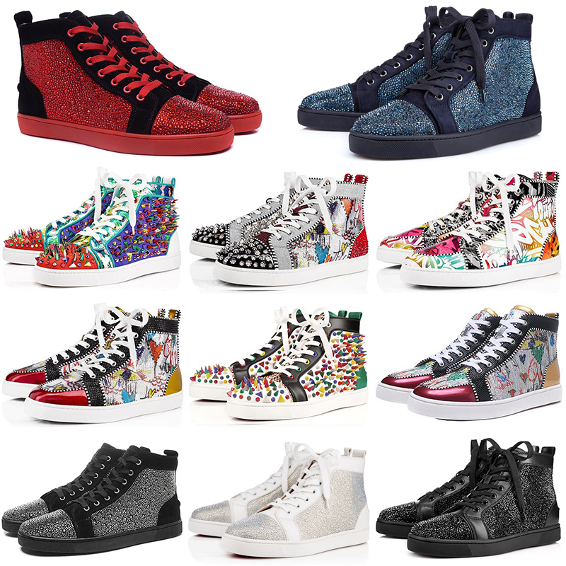 

Red Fashion Designer Luxury Studded Spikes Flats shoes Bottom Shoes For Men and Women Brand Party Lovers Genuine Leather Sneakers 36-48, Item#17