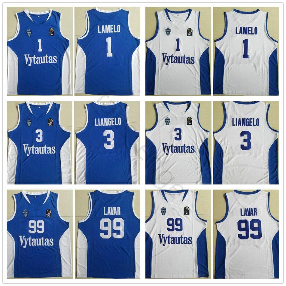 

NCAA Wholesale Lithuania Vytautas #1 LaMelo Ball Jersey 3 LiAngelo Blue White Stitched 99 Lavar Ball Basketball Jerseys Mix Order, Black;red