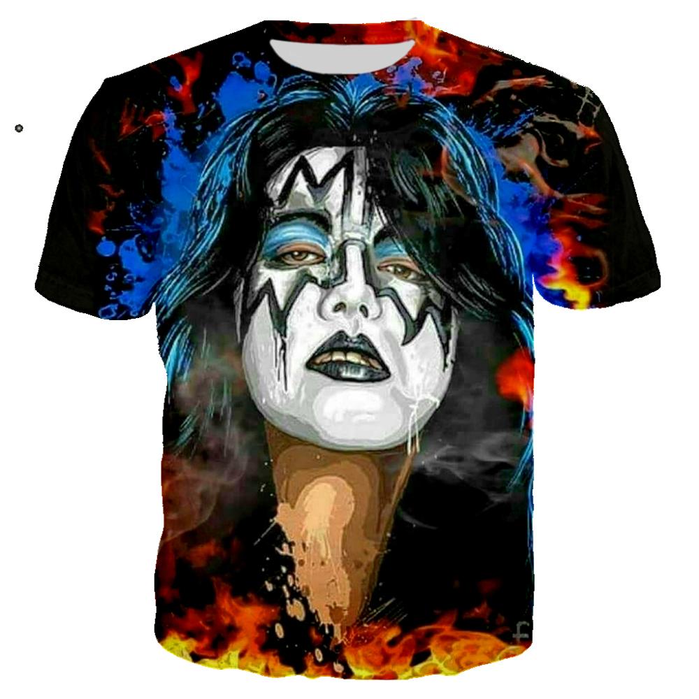 Nouvelle arrivée Hip Hop Summer Style de Kiss Band Drôle 3D Imprimer Hommes Femmes Mode T-shirt Tops Livraison gratuite XS069