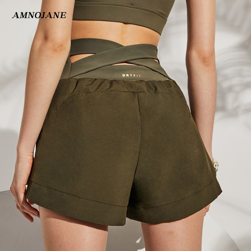 

Cross Waist Woman Running Biker Cycling Shorts Women Gym Leggings With Pockets Running Fitness Seamless Workout Yoga Short Sport, Black