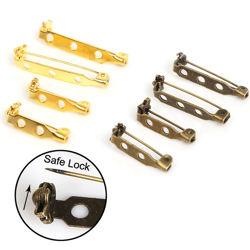 

New Gold/Bronze Plated Iron Brooch Base Back Bar Badge Holder Safe Lock Brooch Pins DIY Jewelry Findings Jewelry Accessories