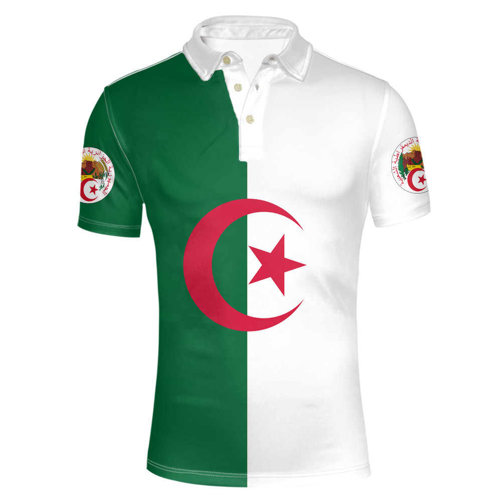 

ALGERIA youth free custom made name number Polo shirt islam diy arabic algerie arab print text word black flag photo clothes, 1001