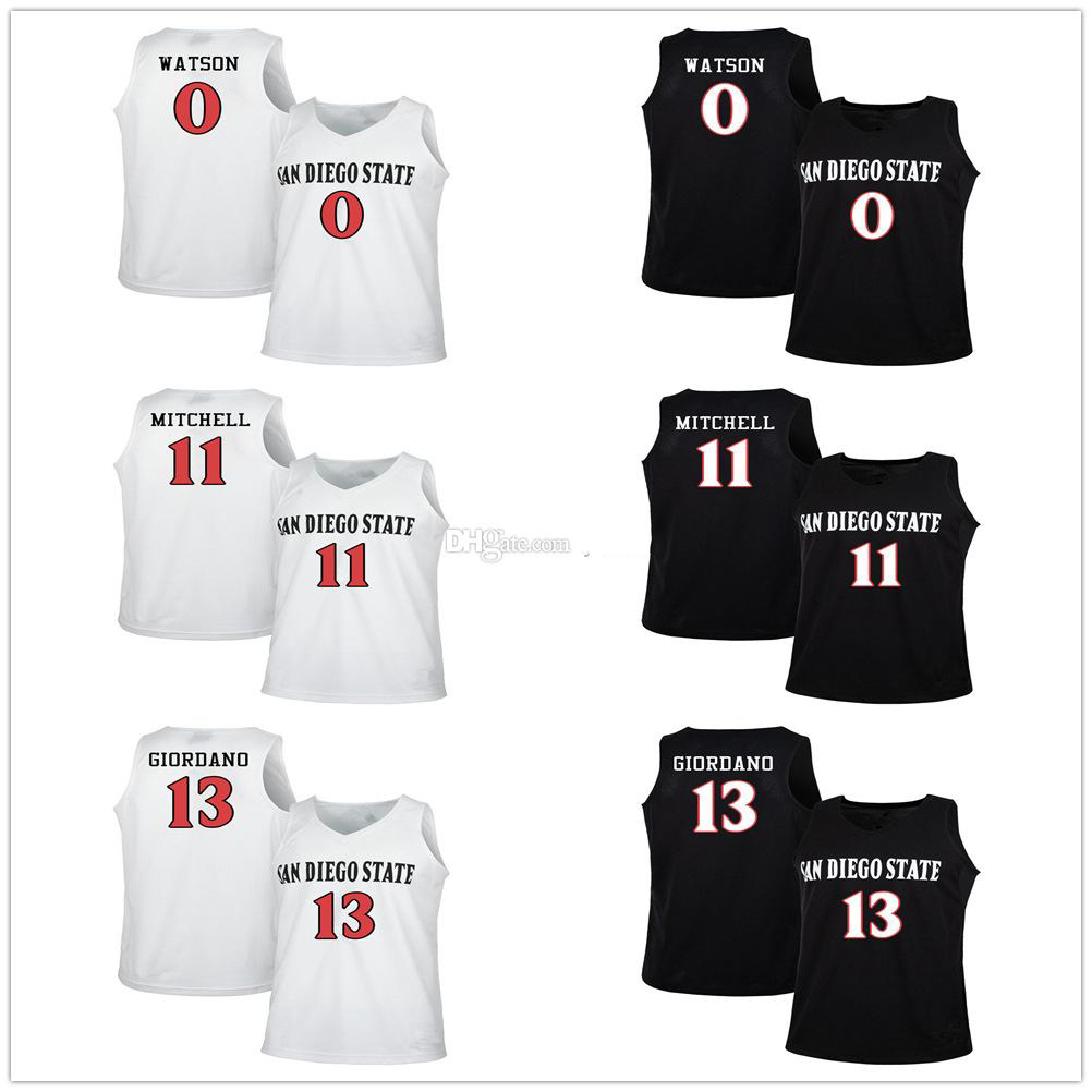 

San Diego State Aztecs College #0 Devin Watson Basketball Jerseys #11 Matt Mitchell #13 Caleb Giordano Mens Stitched Custom Any Number Name, As show