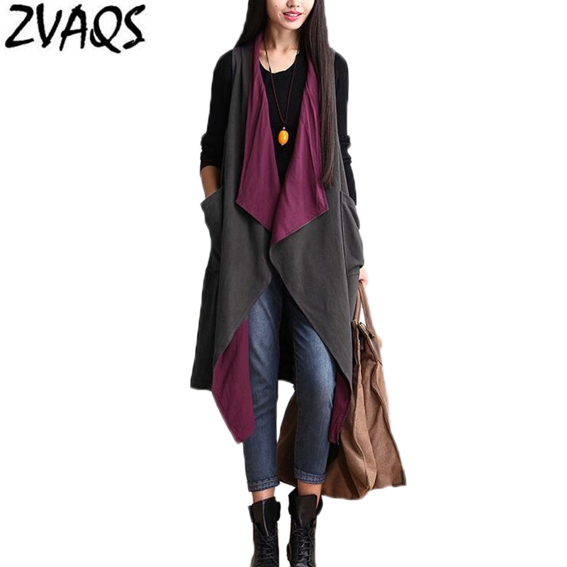 

2017 Female Waistcoat Sleeveless Two Side Wear Vest Women Jacket Long Thin Cardigan Coat Outwear For Women Colete Feminino YM159, As pic