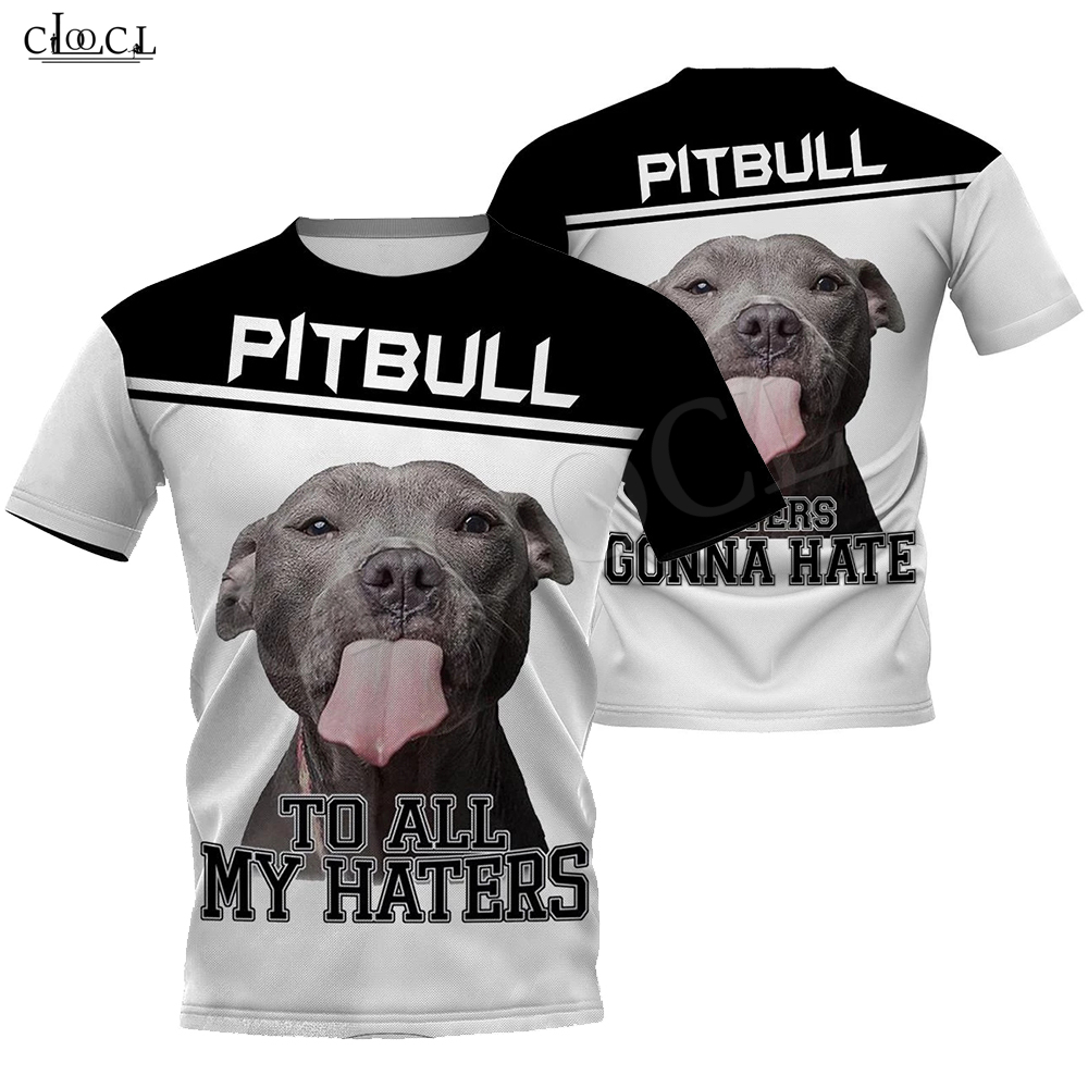 

2020 Fashion Animal Pitbull To Haters 3D Full Printed T-shirt Men Women Harajuku Casual Pet Dog Design Punk Style Tops, T shirt 1