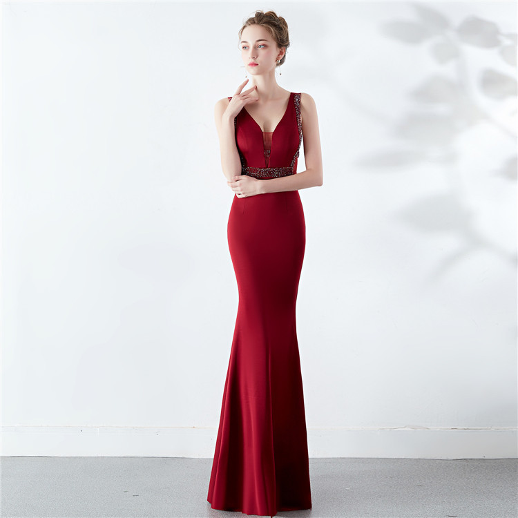 

Lady Evening Dress Sexy Annual Party Elegant Mermaid Gown Prom Long Dresses V-neck Night Robe Vestidos De Fiesta De Noche, Blue