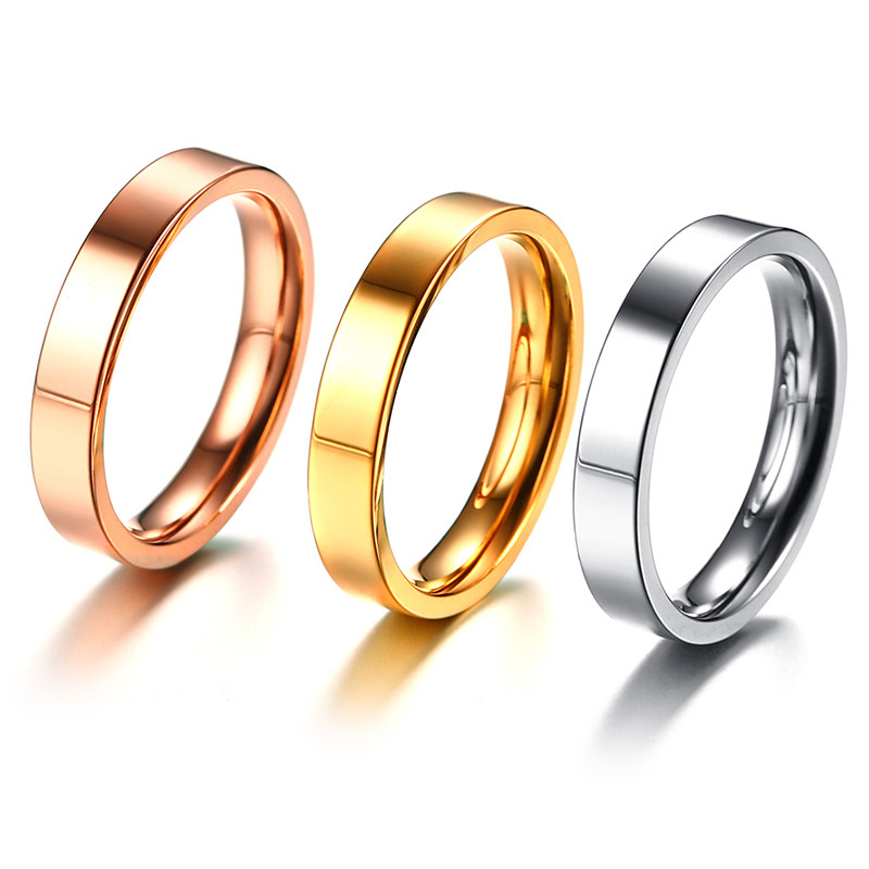 

Classic 4mm Unisex Ring Stainless Steel Simple Alliance for Women Men Trendy Jewelry Rose Gold Color Wedding Band