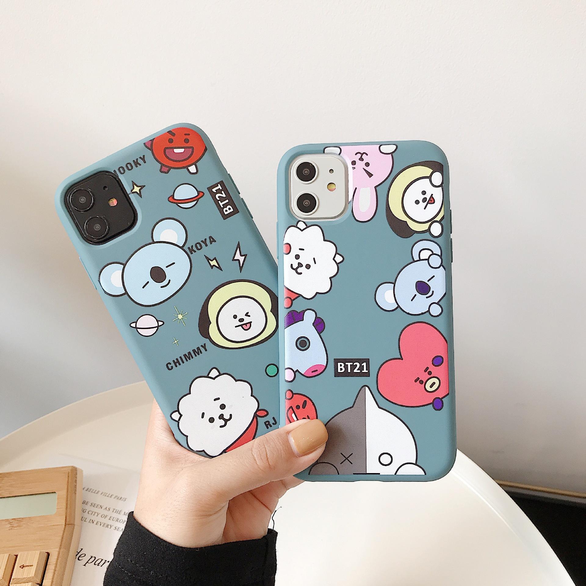 

Hot Luxury design cartoon BT21 Diamond pattern phone case for iphone X XR XS 11 Pro Max 6S 7 8 plus Cute phone cover coque holder, Only case