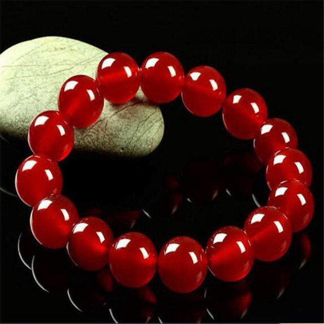 Élastique tigre Bracelet Chanceux Chinois 8 mm naturel rouge organique cinabre Amulette