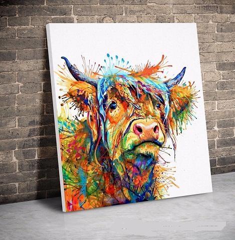 

8x8 Cow Abstract Art Animal Nature quality Canvas,Hand Painted /Print Animal Home Wall Art Oil Painting On Canvas Multi Sizes /Frame Options