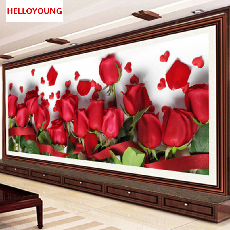 

YGS-762 DIY 5D Full Diamond Red rose Diamond Painting Cross Stitch Kits Diamond Home Decoration