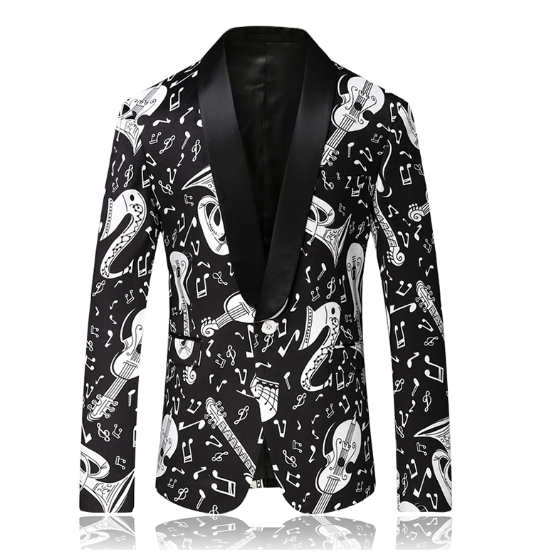 

2020 New style Men' blazer coat leisure high quality suits music score pattern blazers men jackets flannel blazers, Photo color