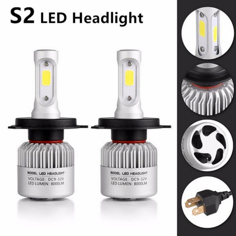 

2pcs/lot LED S2 H4 H7 H1 COB LED Headlight Bulbs H11 H13 12V 9005 9006 H3 9004 9007 9012 36W 8000LM Car Lamp 6500K