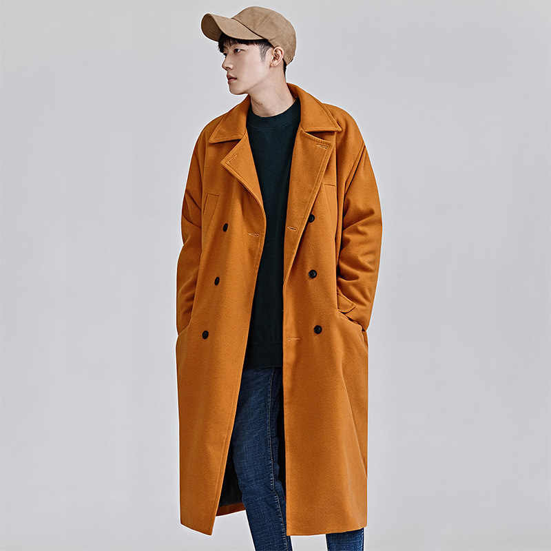 

Casual Warm Wool CoatTurn Down Collar Loose Wool Blend Coat and Jacket PocketsSingle Breasted Men Coats Autumn Winter, Black