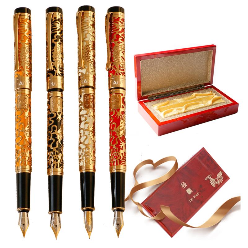 

High Quality Jinhao 5000 Metal Dragon Fountain Pen 0.5MM F Nib Ink Pens for Writing Office School Supplies, Red