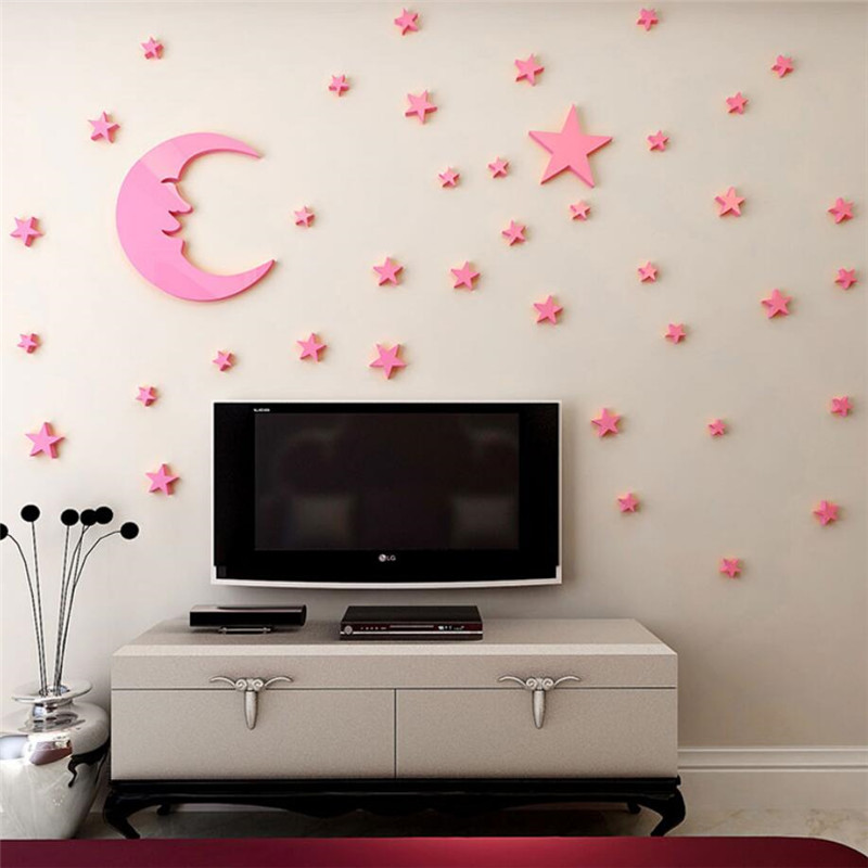 

Stars And Moon Three-Dimensional Wall Sticker Child Room Kindergarten Decoration Stickers baby Bedroom Bedside Jewelry Sticker