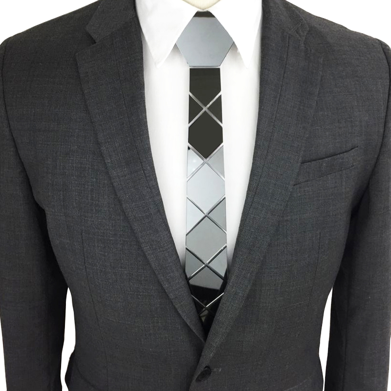 

Titanium Mirror Acrylic Black Ties Fashion Design Diamond Style Metallic Bling Necktie Men Slim Fit Hex Ties All Match Silk Tie