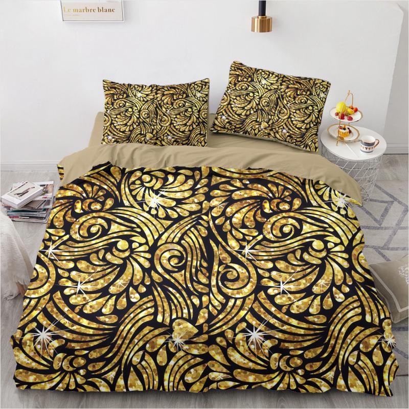 

3D Black Design Custom Duvet Cover Set Comforter Bedding Set Full King Queen Double Single Size Home Textile, Luxury008-camel