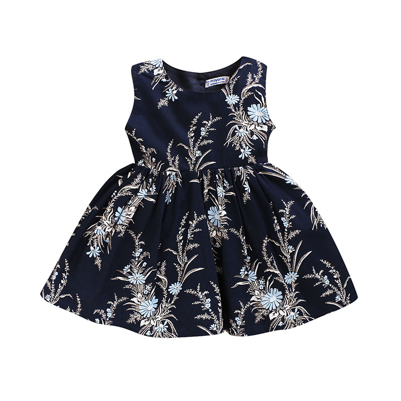 

Summer Girl Dress Navy Children Dress Sundress Fashion Kids Clothes, White