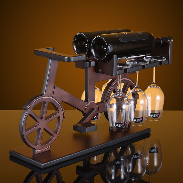 

Creative Bicycle wood wine rack European fashion bar wine rack glass holder