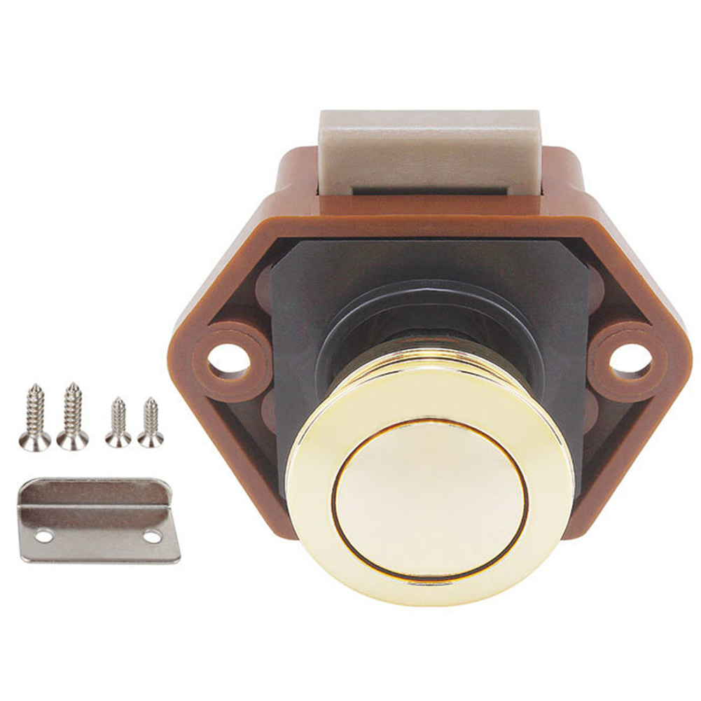 Push Button Pull Handle Lock Knob RV Yacht Caravan Bright