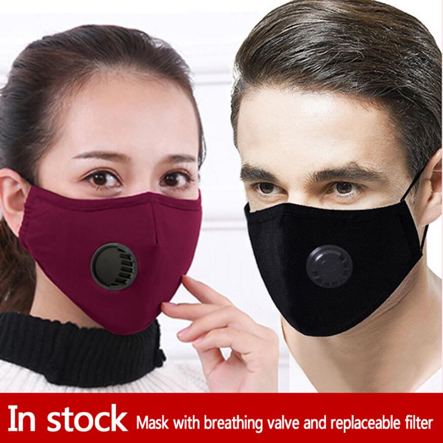 

Respiration valve Mouth Mask 1 mask+2 Filters Dust Respirator Washable Reusable Masks Cotton Unisex Mouth Muffle Free Shipping