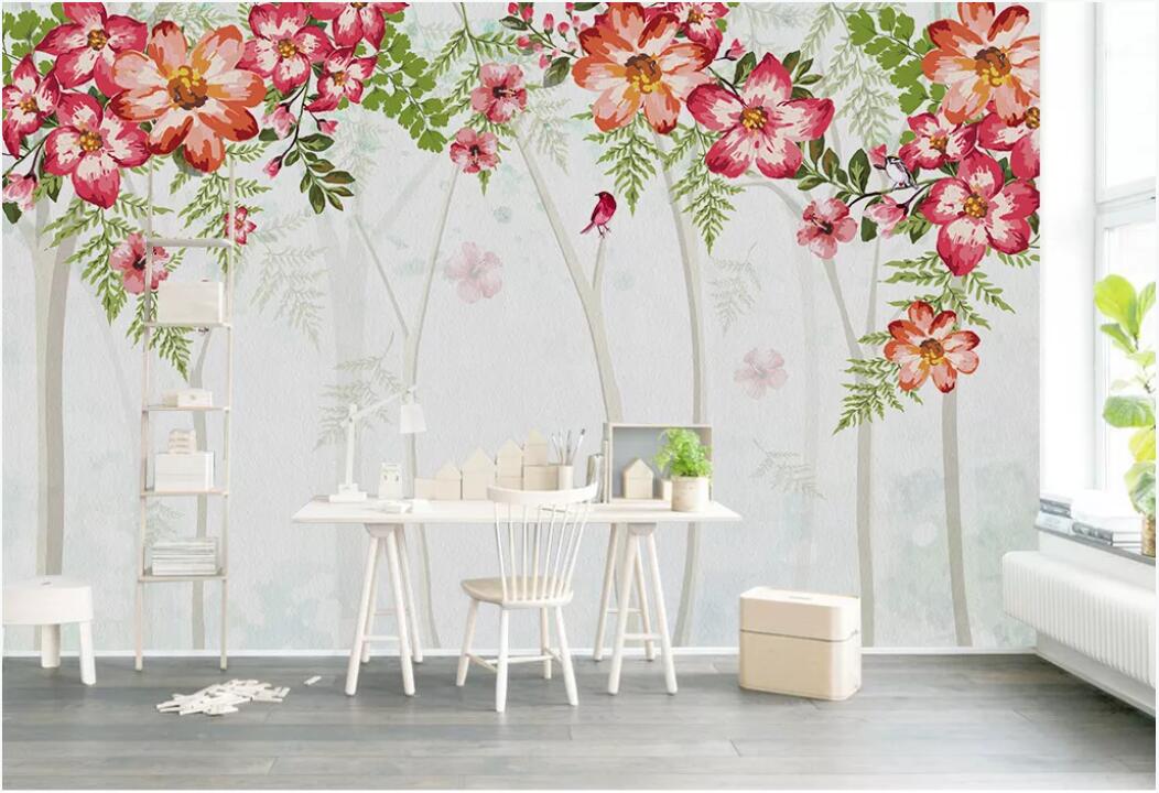 

3d room wallpaper custom photo mural Modern minimalistic green leaves watercolor Nordic style TV background wall wallpaper for walls 3 d, Non-woven fabric