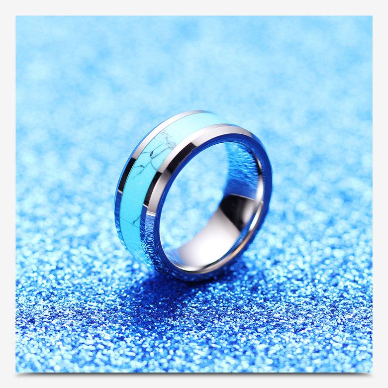 

Stainless Steel Rings Jewelry New Fashion High Polished Quality Turquoise Style Band Rings Brief Mens Tungsten Steel Rings