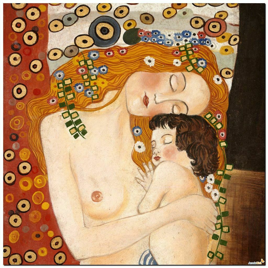 

Stunning Classic Art Mother and Baby by Gustav Klimt Home Decor Handpainted &HD Print Oil Painting On Canvas Wall Art Canvas Pictures 91118