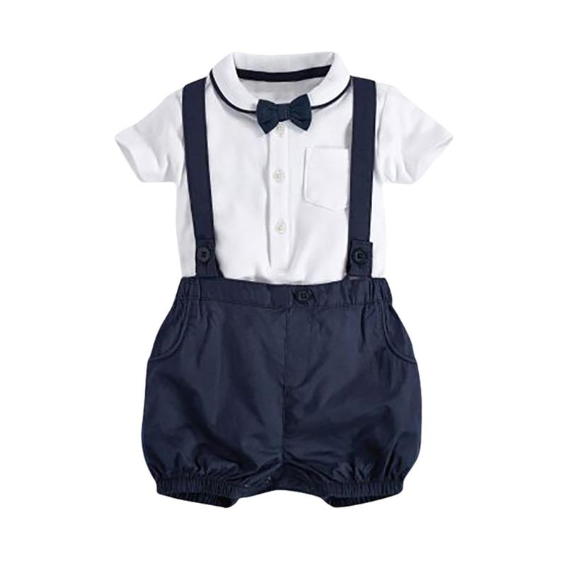 

SAGACE Toddler Boy Summer Clothes Infant Baby Gentleman Bow Tie T-Shirt Tops+Solid Shorts Overalls Outfits For Newborn, Navy