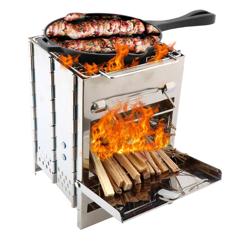 

Portable Stainless Steel BBQ Barbecue Grills Burner Oven Outdoor Garden Charcoal Barbeque Party Cooking Foldable Picnic with Storage Bag C71