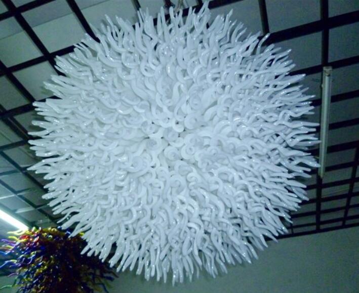 

Pendant Lamps Villa Large Round Chandeliers Lighting Living Room Home Decorative Chandelier for Wedding White Lampshade Murano Glass Art Lamp