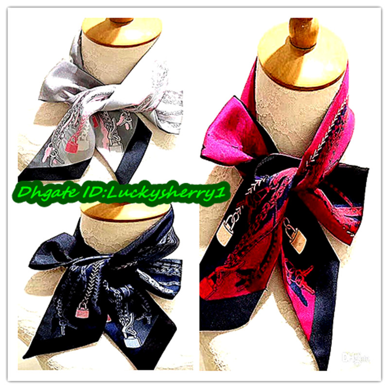 

A00P1 - 1827# Famous brand designer BAG scarf, women's silk scraves,100% Top grade silk headband Can For Handbags , size 8*120 cm .