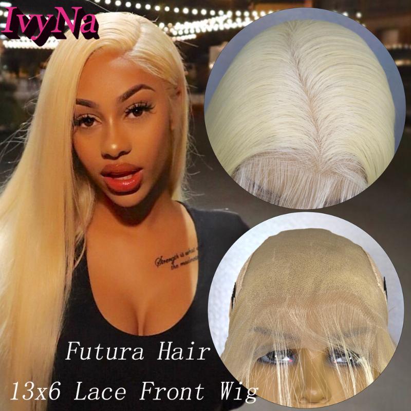 

IvyNa 613 Blonde Synthetic Lace Front Wigs 13x6 Long Straight Heat Resistant Hair Lace Wigs with Baby Hair 6 Deep Parting