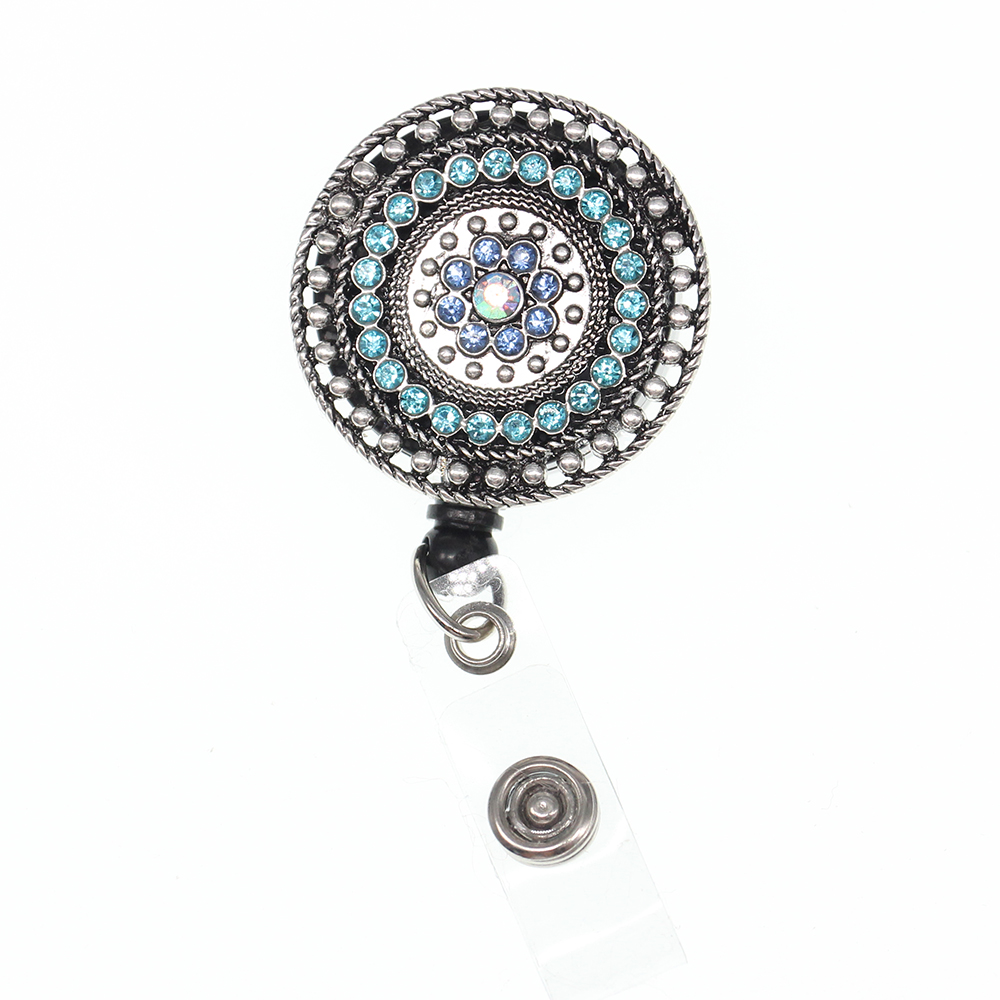 100pcs/lot Key Rings Rhinestone Badge Reel Medical Nurse Doctor Symbol Round Retractable Badge Holder With Alligator Clip Office Supplier-image-452913859