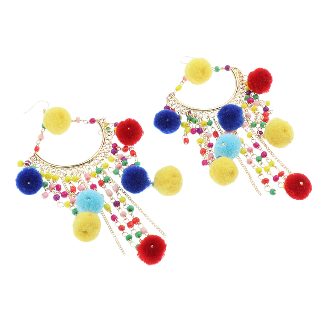 

Womens Beaded Tassel Earrings Long Fringe Drop Bohemian Earings Dangler for Party, Daily Wear