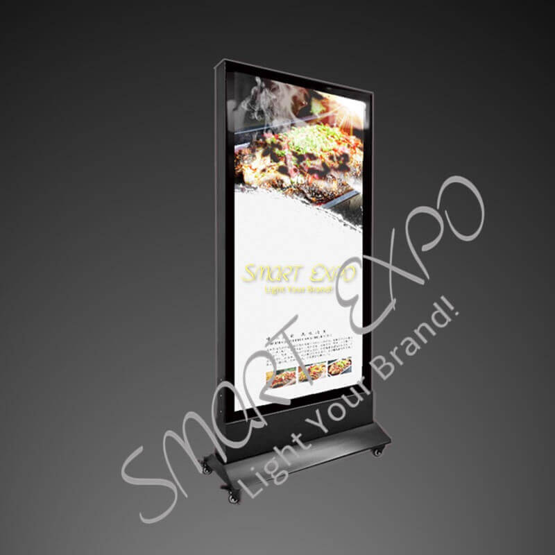 

80*160cm Outdoor Free Standing Restaurant Menu Light Box Double Sided Display Magnetic Panel with Base Wheels Wooden Case Packing