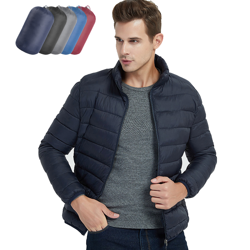 

New Winter Models White Duck Down Light Down Jacket Men's Hooded Large Size Hooded Jacket Men's Casual Waterproof F120612, Stand collar red