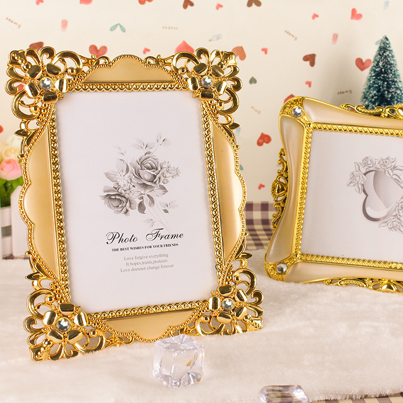 

Vintage Luxury Photo Frame Gold Silver Color Desktop Picture Frame Christmas Gift for Friend Family