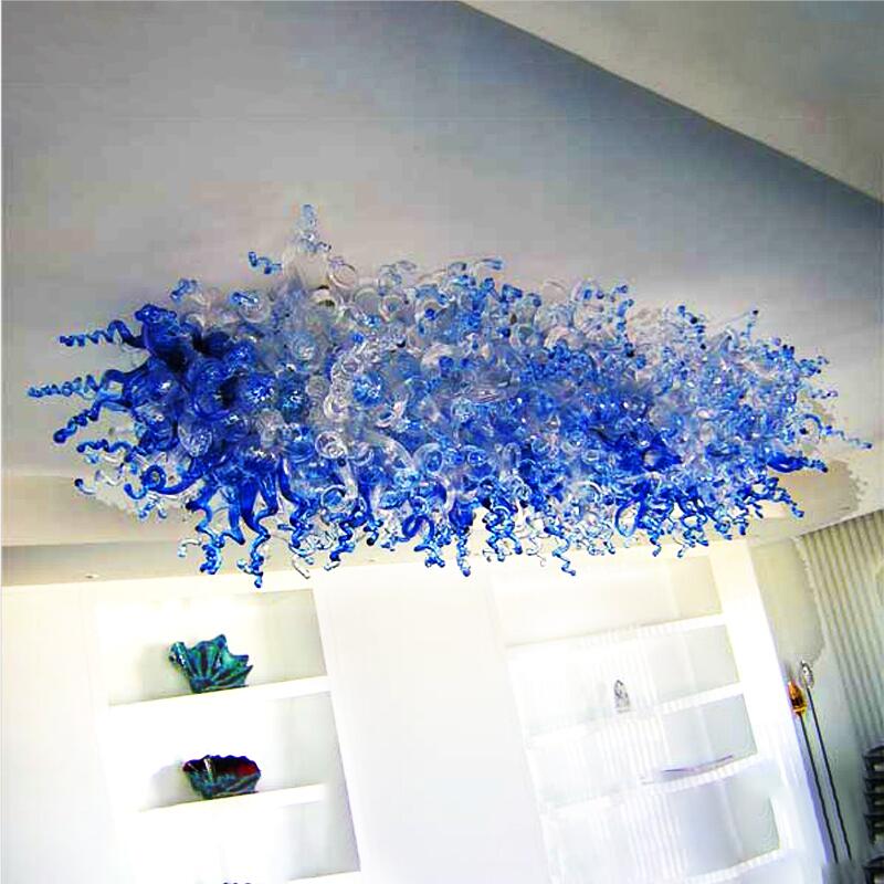 

Blue Glass Lamps Ceiling Chandeliers Lights Dining Room Lighting Fixtures Living-Room Art Deco Modern Chandelier with Led Bulbs
