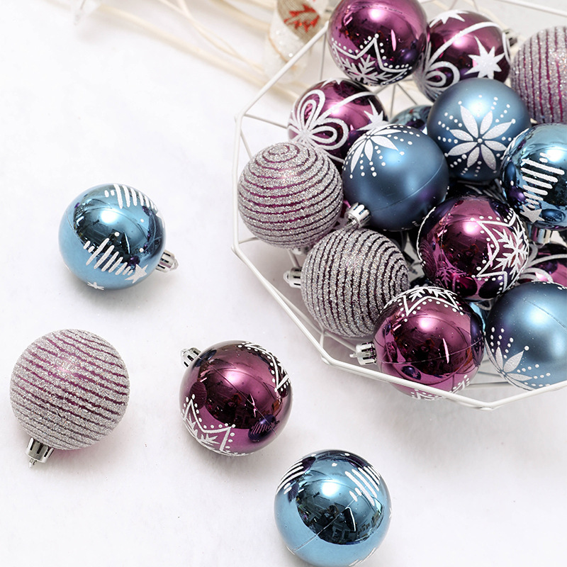 

24pcs 6cm Colour Drawing Balls For Christmas New Year Decoration Ornaments Xmas tree Bauble Hanging Ball Bauble Balls Tree Decor